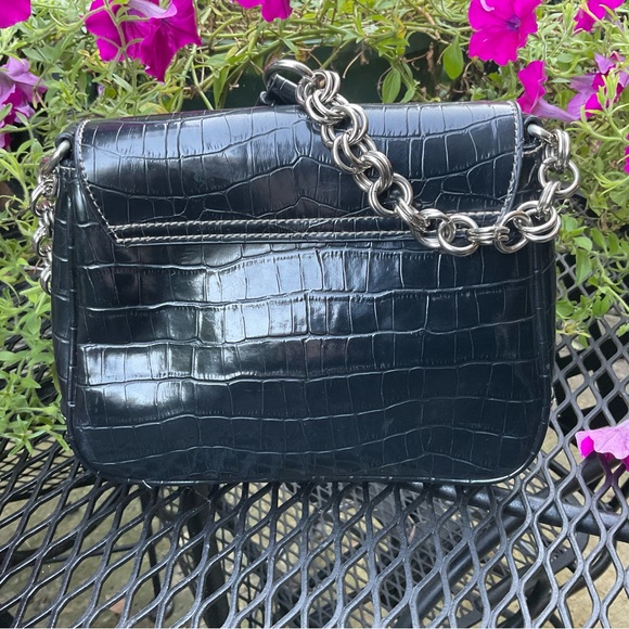 Adorable Black Shiny Silver Hardware & Chain Alligator Texture Bag! - Picture 11 of 16